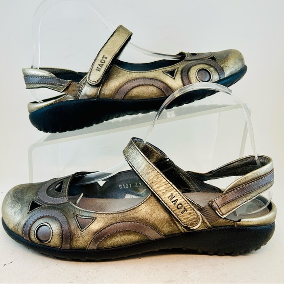 Naot Metallic Pewter Silver Bronze Rongo Mary Jane Slingback Flat Shoes, sz 39 8 - Picture 5 of 12